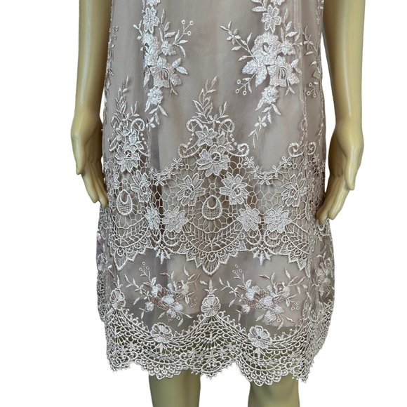 Nanette Lepore Shift Lace Dress Size 8 Baby Pink Lace Knee Length Sleeveless - Picture 7 of 13